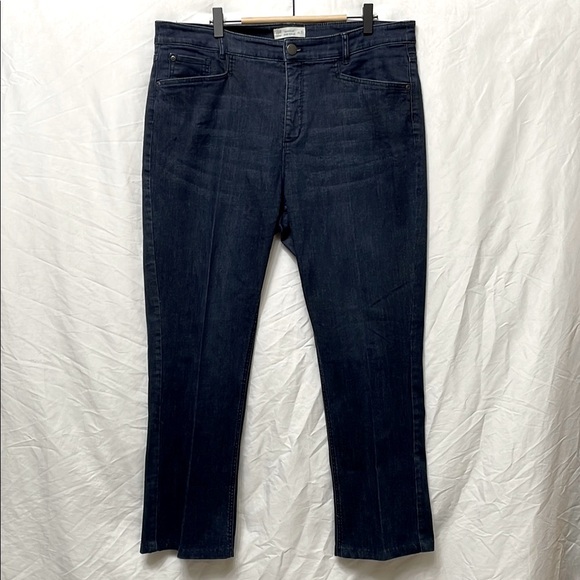 J. Jill ❤️ Dark Blue Smooth Fit Barely Boot Cut Stretchy Creased Jeans, 16P - Picture 1 of 11
